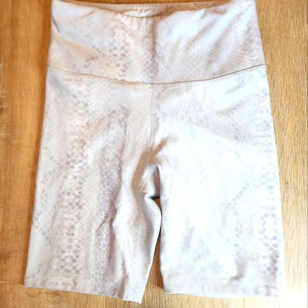 High Waist Snakeskin Print Bike Shorts Soft Thick Cozy